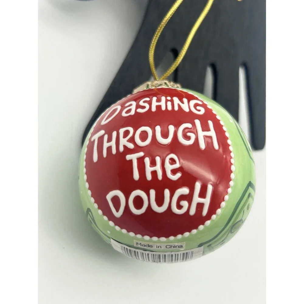 “Dashing Through the Dough” Money Glass Christmas Ornament From OUR NAME IS MUD